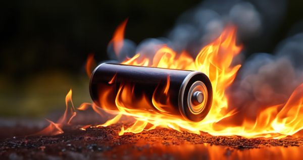 Batterij die in brand vliegt